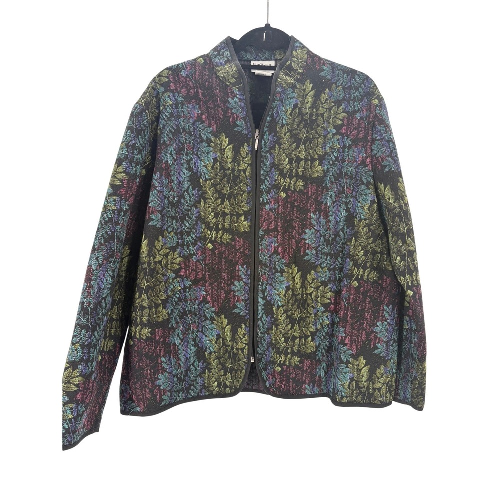 Bon Worth Womens Floral Zip Up Jacket‎ Size L
